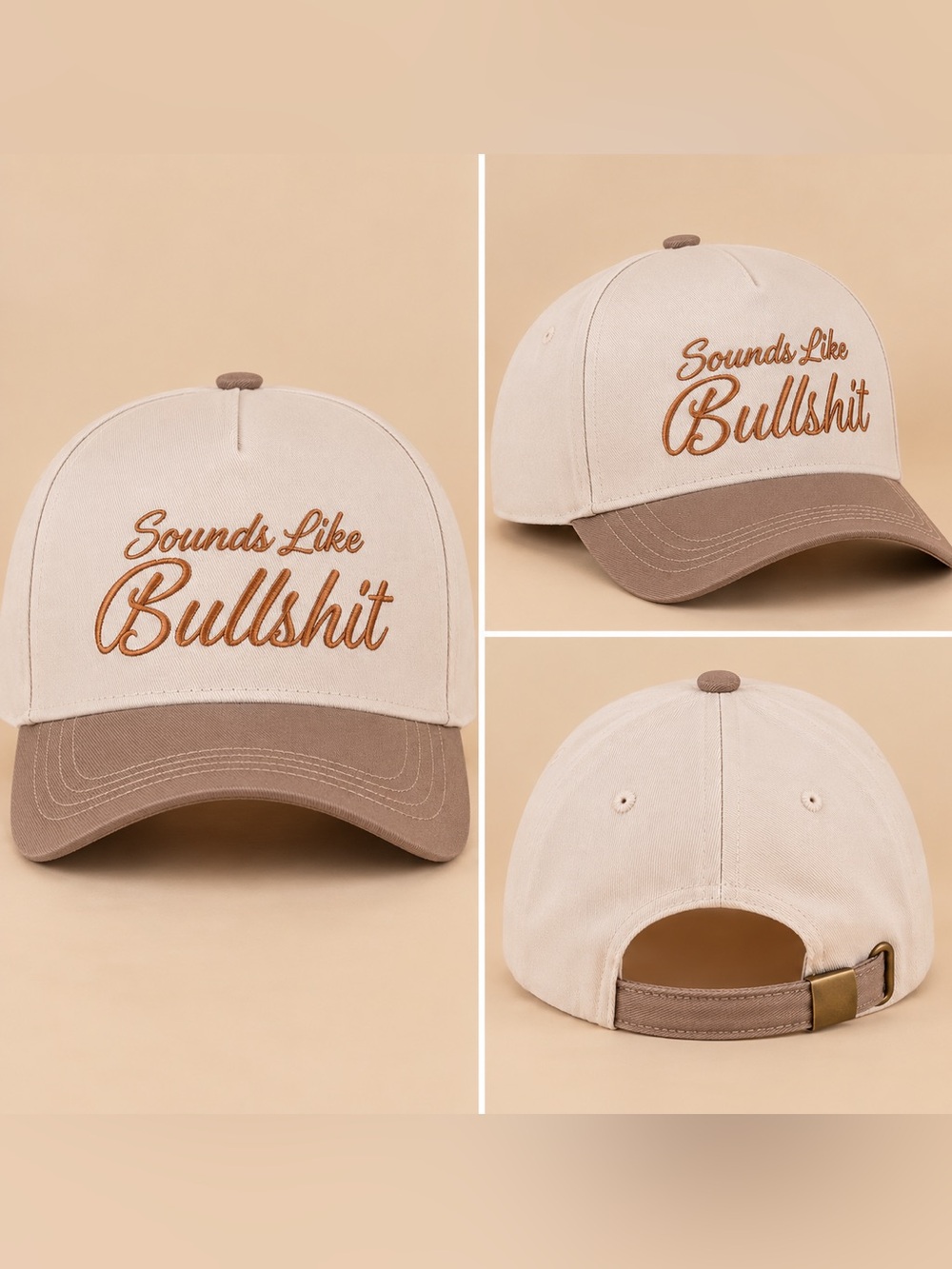ZENANA SOUNDS LIKE BULLSH*T TWO TONE CANVAS COTTON HAT NOVELTY